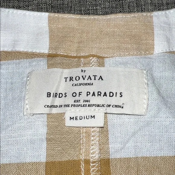 New Trovata Birds of Paradis Tan/White Checkered Jumpsuit Size M